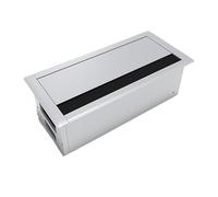 Boîte de rangement moderne en alliage d'aluminium avec mécanisme de réduction du bruit et couvercle pour organiser facilement les câbles de bureau avec prise