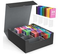 Boîte de Rangement MoKo pour Cartes à Collectionner, 3000+ Cartes MTG avec 24 Séparateurs & 4 Supports de Carte, Étui de Cartes pour Jeu Magiques, YugiOh, TCG, PTG, Carte Sportive, Noir+Gris