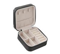Boîte de rangement monocouche 1 pièce, boîte à bijoux voyage en cuir for dames, classique Pour Bijoux(Black)