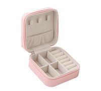 Boîte de rangement monocouche 1 pièce, boîte à bijoux voyage en cuir for dames, classique pour Filles et Femmes(Pink)