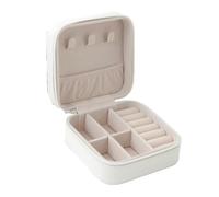 Boîte de rangement monocouche 1 pièce, boîte à bijoux voyage en cuir for dames, classique Pour Ranger Les Bijoux(White)