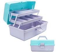 Boîte de rangement multifonction à trois couches-Boîte à outils pliable pour loisirs créatifs, fournitures de couture, boîte à médicaments, boîte de premiers secours familiale avec 2 plateaux