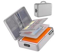 Boîte de rangement multifonction pour papier-monnaie important, gris | Étui ignifuge doublé de feuilles d'aluminium avec compartiments en maille et poches pliables pour la maison et les voyages