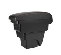 Boîte de rangement multifonctionnelle à double compartiment for accoudoir de voiture, compatible avec les accessoires de rangement de console centrale SEAT ARONA(B1 Black red 3 USB)