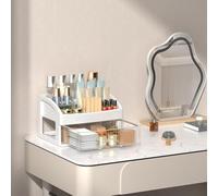 Boîte de rangement multifonctionnelle pour maquillage, organiseur de commode transparent avec séparateurs réglables pour soins de la peau et cosmétiques, 1 pièce, blanc (4 couches 3 (blanc)
