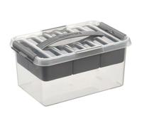 Sunware - Q-Line boîte de Rangement avec Plateau 6L Transparent métallique - 30,7 x 20 x 14,3 cm