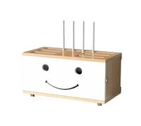 Boîte de Rangement Mural en Bois pour Routeur WiFi Domestique Hauteur du Sol Réglable Boîte Décorative Cache Box Internet pour Décoration D'intérieu(Natural and White,A)