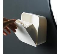 Boîte de rangement murale de salle de bain pour cosmétiques, articles de toilette - Organiseur ABS étanche avec couvercle scellé - Gain de place - Vertical - 14 x 6,3 x 14 cm - Blanc