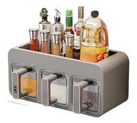 Boîte de rangement murale pour épices de cuisine avec cuillères et étiquettes, disposition horizontale ou verticale flexible, récipient en plastique résistant à l'humidité pour organisation de la