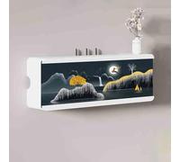 Boîte de Rangement Murale pour Routeur WiFi Pin et Plexiglass Peut Être Accroché ou Posé Grande Capacité des Motifs Exquis Cache Box Internet pour La Maison(White,80 * 12 * 21cm B)