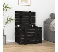 Boîte de rangement Noir 58x40,5x42 cm Bois massif de pin Noir G