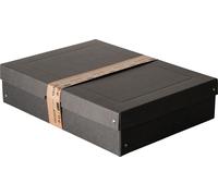 Boîte de rangement noire, A3, 440 x 320 x 100 mm, avec couvercle, carton riveté