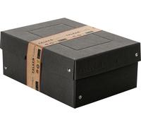 Falken - Réf. 22001712000F - PureBox - 1 boîte de rangement avec couvercle - emballage cadeau - sans plastique - Format A5 - hauteur 40 mm - poignée découpée - entourée d'un ruban - Couleur noire