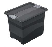 Boîte de rangement noire solide empilable 24 litres - Rouge