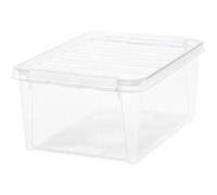 Boîte de rangement transparente 14 litres avec couvercle - Clips Blancs