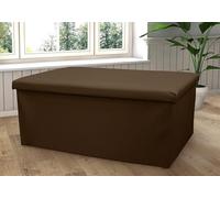 Boîte de rangement ottomane en cuir synthétique avec couvercle, multi-usages, pliable, repose-pieds, tabouret de rangement, boîte à jouets, banc, couverture, lin (chocolat, taille L, 76 x 38 cm)