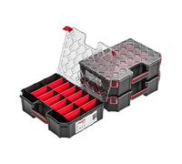 Boîte de rangement PAFEN - Lot de 3 boîtes modulées pour petites pièces - 284 x 390 x 60 mm - Couvercle transparent - Compartiments amovibles