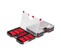 Boîte de rangement PAFEN - Lot de 3 boîtes modulées XXL - 390 x 577 x 60 mm - Couvercle transparent - Compartiments amovibles