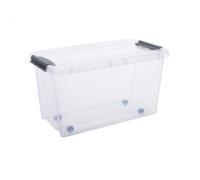 Boite de rangement - Plast Team - Pro Box 70L - Transparent/Gris - Sur roues - Empilable