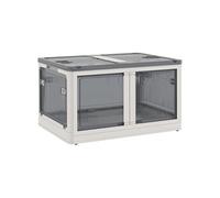 Boîte de rangement plastique 69L pliable empilable couvercle 4 roulettes accès 5 côtés blanc gris