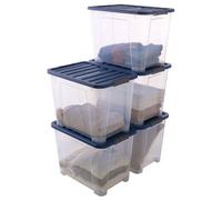 Boite de rangement plastique avec couvercle x5 Sundis WAVE BOX 60L, L.55 x l.39 x h.41 cm, Transparent
