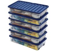Boite de rangement plastique avec couvercle x6 Sundis VENTILI 35L, L.75xl39,5xh16cm, Transparent