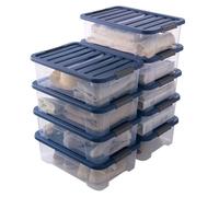 Boite de rangement plastique avec couvercle x9 Sundis WAVE BOX 25L, L.55,5 x l.39 x h.17 cm, Transparent