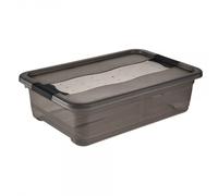 Boîte de rangement plate transparente 28 litres - Gris