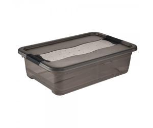 Boîte de rangement plate transparente 28 litres - Gris
