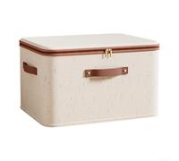 Boîte de rangement pliable avec couvercle, grande capacité, anti-poussière, en coton et lin, beige, pour chambre à coucher et garde-robe, pour vêtements, couvertures, jouets (8 l)