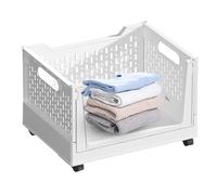 Boîte de rangement pliable avec n - Boîte empilable - Boîte de rangement pliable en plastique - Panier de comptable robuste - Matériau PP - Carton de déménagement - Pour la maison, le bureau, le