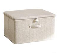 Boîte de rangement pliable de grande capacité en tissu pour vêtements, pulls, couettes, poubelle de placard empilable en coton et lin avec planche renforcée, (D)