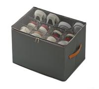 Boîte de rangement pliable en tissu avec 16 séparateurs réglables pour une organisation pratique des chaussures et un gain de place dans n'importe quelle pièce (gris)