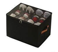 Boîte de rangement pliable en tissu avec séparateurs réglables pour créer des compartiments pour différents types de chaussures (Noir)