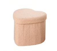 Boîte de rangement pliable en velours teddy en forme de cœur, tabouret de rangement pour chaussures, panier de rangement, tabouret de rangement multifonctionnel. Pouf de rangement pliable en forme de 