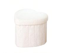 Boîte de rangement pliable en velours teddy en forme de cœur, tabouret de rangement pour chaussures, panier de rangement, tabouret de rangement multifonction. Pouf de rangement pliable en forme de cœu