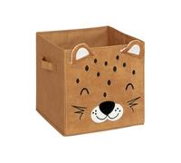 - Boîte de Rangement Pliable "Léopard" 29x29cm Marron