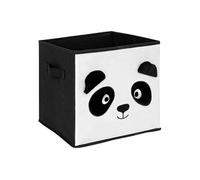 Atmosphera for Kids – Boîte de rangement pliable Panda 29x29 cm Noir et Blanc