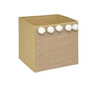 Bac de rangement enfant pompons jute 29x29cm - Atmosphera createur d'interieur