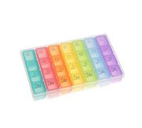 Boîte de rangement portable hebdomadaire pour médicaments 7 jours 4 fois par jour matin midi après-midi soir 28 emplacements
