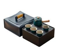Boîte de rangement portable pour le thé de voyage avec une théière et une théière en céramique avec poignée latérale Vert
