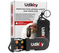 Boîte de Rangement Porte-Clés Piles Appareils Auditifs 10 13 312 - Étuis à Piles UdiKey Coque Compacte Rigide Antichoc Antirayure - Portable avec 6 Compartiments 36x85x16mm - Voyages Travail Sport