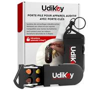 Boîte de Rangement Porte-Clés Piles Appareils Auditifs 10 13 312 - Étuis à Piles UdiKey Ouverture Rapide Fermeture Sécurisée Coque Anti Rayure - Voyages Travail - Portable 6 Compartiments 36x85x16mm