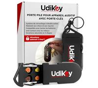 Boîte de Rangement Porte-Clés Piles Appareils Auditifs 10 13 312 - Étuis à Piles UdiKey Portable 6 Compartiments 36x85x16mm - Ouverture Rapide Fermeture Sécurisée Coque Anti Rayure - Voyages Travail