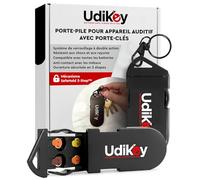 Boîte de Rangement Porte-Clés Piles Appareils Auditifs 10 13 312 - Étuis à Piles UdiKey Portable avec 6 Compartiments 36x85x16mm - Coque Compacte Rigide Antichoc Antirayure - Voyages Travail Sport