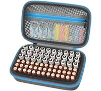 Boîte de rangement pour 69 piles AA AAA C Cell 9 V 3 V Lithium - Testeur non inclus (bleu)