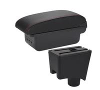 Boîte de rangement pour accoudoir Accessoires Boîte Rangement D’accoudoir Console Centrale Voiture Pour R&enault Pour Sandero Pour Logan 2(B1 Noir rouge 3USB)