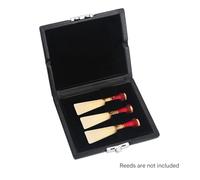 Boîte de Rangement pour Anches de Basson, Étui en Bois Léger avec Couverture Cuir PU Noir, Capacité 3 Anches - Protection Douce Intérieure, Fermeture Sécurisée par Boucle,