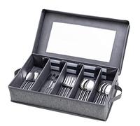 Boîte de rangement pour argenterie, boîte de rangement pour couverts, porte-ustensiles avec couvercle amovible et séparateurs réglables pour organiser les ustensiles, couverts, couteaux, grande