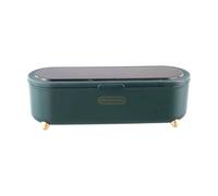 Boîte de rangement pour assaisonnement domestique avec bocaux et cuillères transparents, récipient en plastique robuste avec design à clapet pour garder les épices propres et scellées (vert)